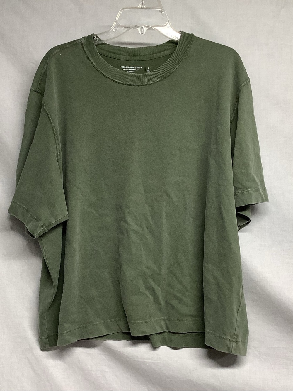 Abercrombie & Fitch Men's Short Sleeve Crewneck Cropped T-shirt Olive Green Sz L